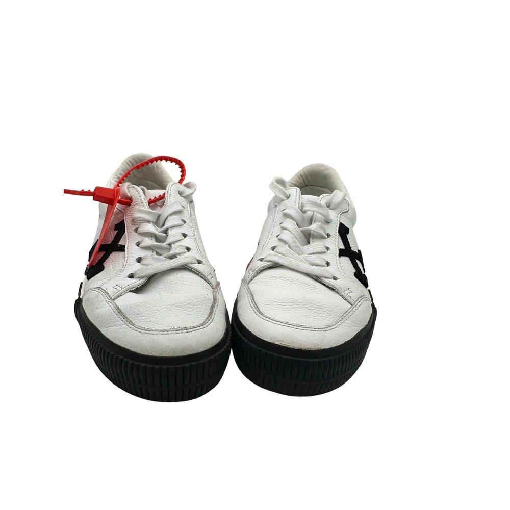 Off-White Kids Low Vulcanized White‎ Leather Sneakers Virgil Abloh Red Zip Tie